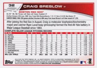 2013 Topps Mini #32 Craig Breslow Back