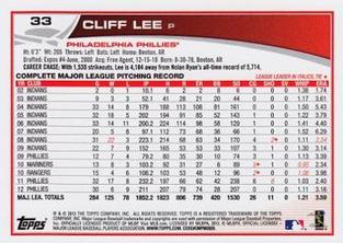 2013 Topps Mini #33 Cliff Lee Back