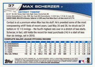 2013 Topps Mini #37 Max Scherzer Back