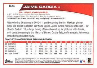 2013 Topps Mini #54 Jaime Garcia Back