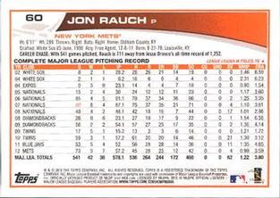 2013 Topps Mini #60 Jon Rauch Back