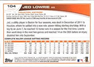 2013 Topps Mini #104 Jed Lowrie Back