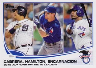 2013 Topps Mini #194 2012 AL Runs Batted In Leaders (Miguel Cabrera / Josh Hamilton / Edwin Encarnacion) Front