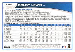 2013 Topps Mini #248 Colby Lewis Back