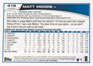 2013 Topps Mini #419 Matt Moore Back