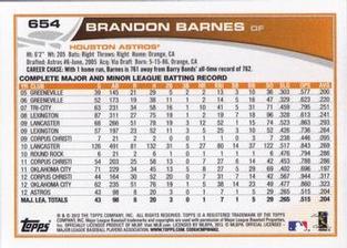 2013 Topps Mini #654 Brandon Barnes Back