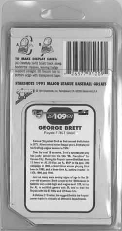 1991 Starshots Major League Baseball Greats #109 George Brett Back