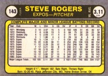 1981 Fleer #143 Steve Rogers Back