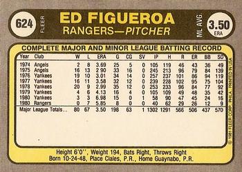 1981 Fleer #624 Ed Figueroa Back
