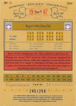 2013 Panini Cooperstown - Gold Crystal #38 Mickey Cochrane Back