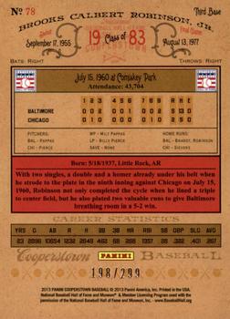 2013 Panini Cooperstown - Gold Crystal #78 Brooks Robinson Back