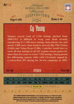 2013 Panini Cooperstown - Numbers Game #14 Cy Young Back