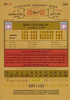 2013 Panini Cooperstown - Red Crystal #93 Carlton Fisk Back