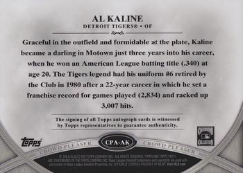 2013 Topps Tier One - Crowd Pleaser Autographs Silver Ink #CPA-AK Al Kaline Back