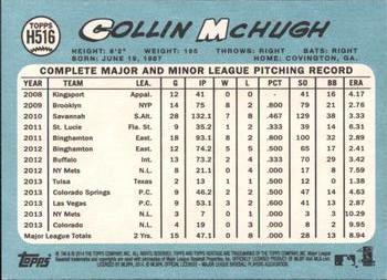 2014 Topps Heritage #H516 Collin McHugh Back