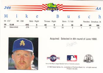1992 Classic Best #346 Mike Busch Back