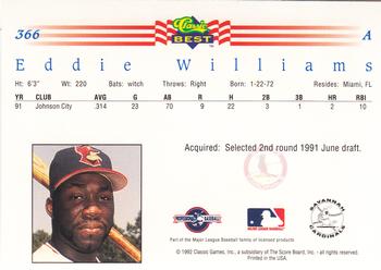 1992 Classic Best #366 Eddie Williams Back