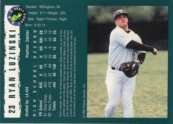 1992 Classic Draft Picks #23 Ryan Luzinski Back