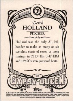 2014 Topps Gypsy Queen #20 Derek Holland Back