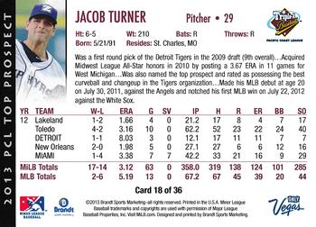 2013 Brandt Pacific Coast League Top Prospects #18 Jacob Turner Back