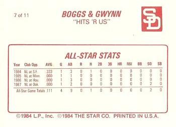1988 Star Boggs & Gwynn #7 Tony Gwynn Back
