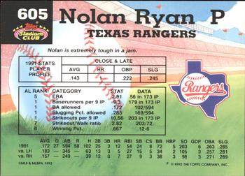 1992 Stadium Club - East Coast National #605 Nolan Ryan Back