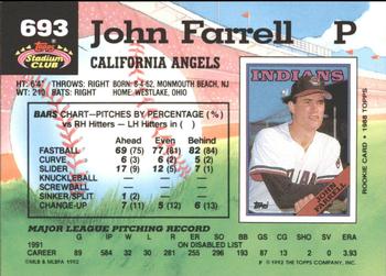 1992 Stadium Club - East Coast National #693 John Farrell Back