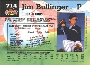 1992 Stadium Club - East Coast National #714 Jim Bullinger Back