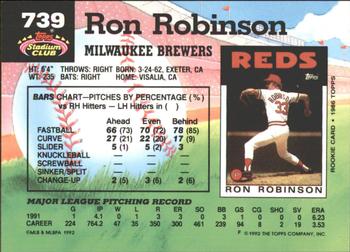 1992 Stadium Club - East Coast National #739 Ron Robinson Back