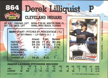 1992 Stadium Club - East Coast National #864 Derek Lilliquist Back