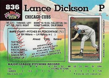 1992 Stadium Club - National Convention #836 Lance Dickson Back