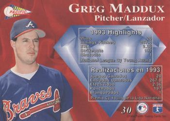1994 Pacific - Silver Prisms #30 Greg Maddux Back