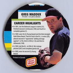 1994 Oscar Mayer Round-Ups #26 Greg Maddux Back