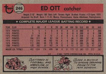 1981 Topps #246 Ed Ott Back