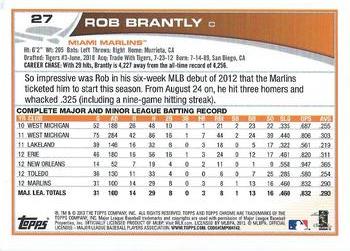 2013 Topps Chrome - Rookie Autographs #27 Rob Brantly Back