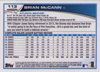 2013 Topps Chrome - X-Fractors #113 Brian McCann Back