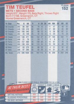 1988 Fleer - Glossy #152 Tim Teufel Back