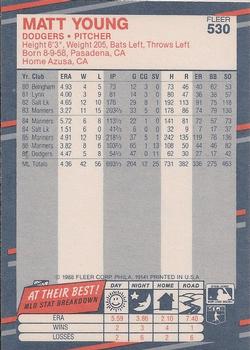 1988 Fleer - Glossy #530 Matt Young Back