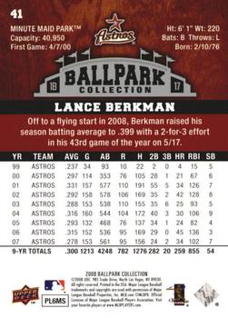 2008 Upper Deck Ballpark Collection #41 Lance Berkman Back