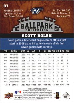 2008 Upper Deck Ballpark Collection #97 Scott Rolen Back