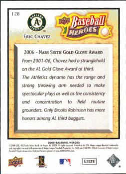 2008 Upper Deck Baseball Heroes #128 Eric Chavez Back