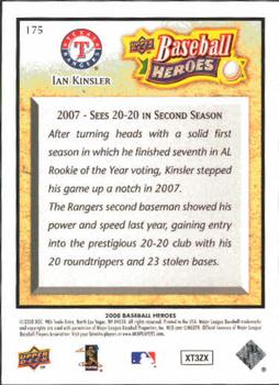 2008 Upper Deck Baseball Heroes #175 Ian Kinsler Back