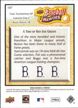 2008 Upper Deck Baseball Heroes #187 Carl Yastrzemski / Carlton Fisk / Wade Boggs Back