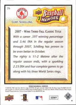 2008 Upper Deck Baseball Heroes #26 Curt Schilling Back