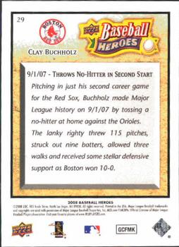 2008 Upper Deck Baseball Heroes #29 Clay Buchholz Back