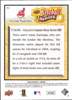 2008 Upper Deck Baseball Heroes #52 Victor Martinez Back