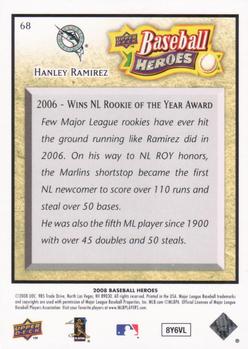 2008 Upper Deck Baseball Heroes #68 Hanley Ramirez Back