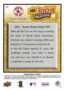 2008 Upper Deck Baseball Heroes #22 Manny Ramirez Back