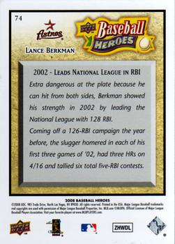 2008 Upper Deck Baseball Heroes #74 Lance Berkman Back
