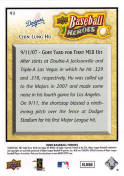 2008 Upper Deck Baseball Heroes #93 Chin-Lung Hu Back